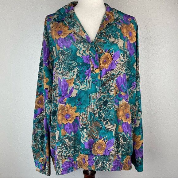 Vintage 80’s Alfred Dunner Floral Button Down Shirt Size 20W EUC - Picture 1 of 6